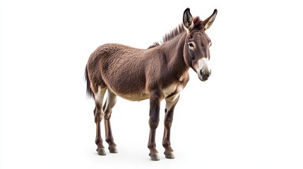 Donkey Standing Isolated on a White Background