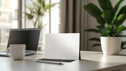Fototapeta premium Minimalist Desk Postcard Mockup | Postcard Mockup | Mockup
