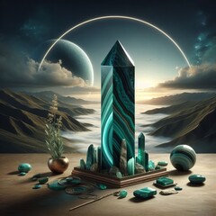 98 26 Malachite Obelisk an obelisk shaped malachite sculpture sy