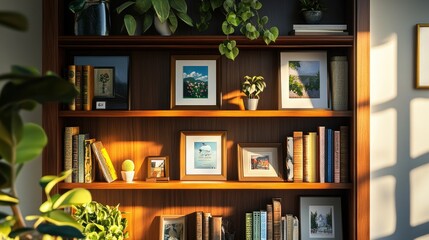 Bookshelf Postcard Mockup | Postcard Mockup | Mockup
