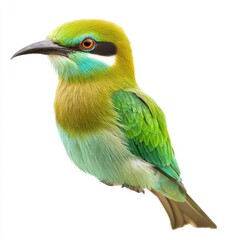 Obraz premium Green Bee-Eater Perched on White Background