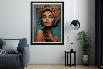 Elegant Portrait Artwork Display in Modern Interior Setting