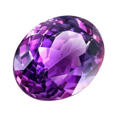 purple gem stone oval shape isolated on transparent or white backgroud png cutout clipping path