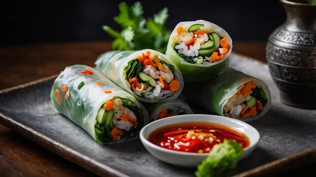 spring rolls vegetable traditional food Vietnam