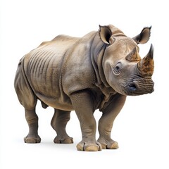 Fototapeta premium Javan Rhinoceros Isolated on White Background