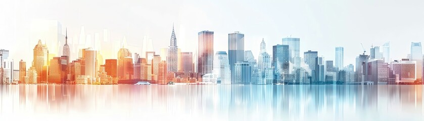 Fototapeta premium real estate investment, portfolio strategy, asset diversification close up, focus on, copy space Bright and vibrant colors Double exposure silhouette with city skyline