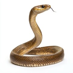 Obraz premium King Cobra Displaying Its Unique Posture on White Background