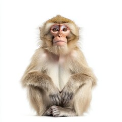 Obraz premium Snow Monkey Isolated on White Background in Natural Pose