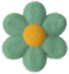 3D groovy wool flower in cartoon style