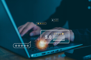 Customer review satisfaction feedback survey concept,  Customer can evaluate quality of service...