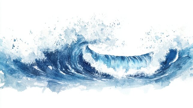 Vibrant Blue Watercolor Wave Artwork. World Tsunami Awareness Day
