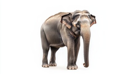 Fototapeta premium Asian Elephant Standing on White Background