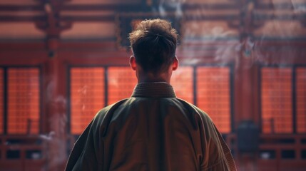 Naklejka premium Martial artist dojo background generative ai