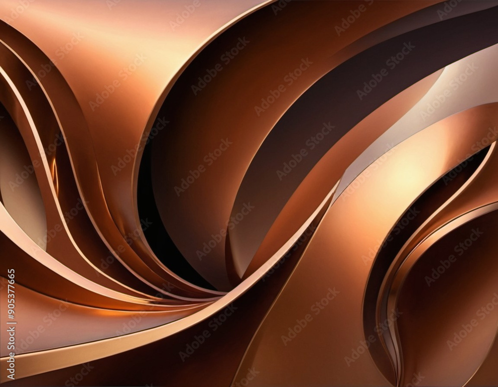 Poster a close-up of bronze surface with a gradient, featuring curved lines and subtle light reflections. t