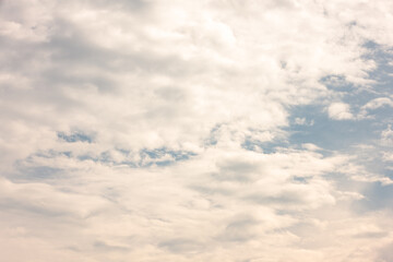 Fluffy white clouds float over Lake Michingan offshore of Harrington Beach State Park, Belgium, Wisconsin in early October