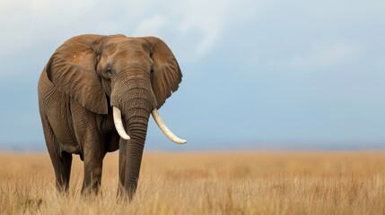 Majestic Elephant Walking Through Savannah