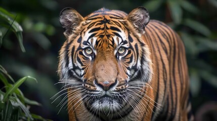 Majestic Tiger Prowling Through Dense Jungle
