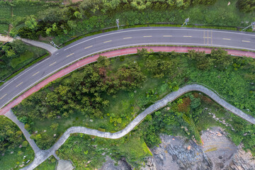 Aerial photography of Qingdao coastline island highway