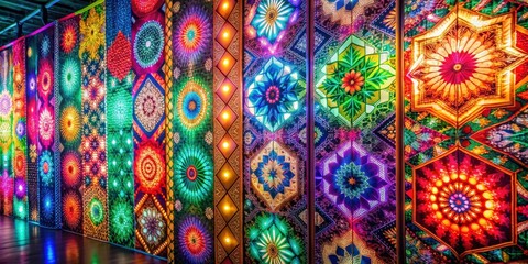 Vibrant and dynamic light patterns creating a colorful tapestry, energy, vibrant, light, colorful, dynamic, abstract