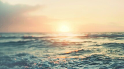 Obraz premium Blurry background with ocean in sunset vintage square photo