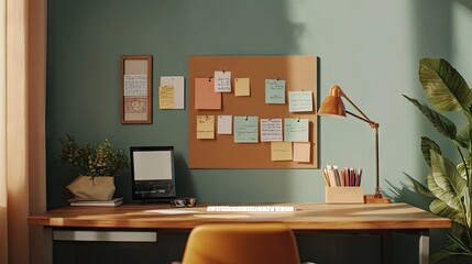Modern Home Office Notice Board Mockup | Notice Board Mockup | Mockup
