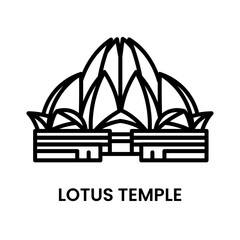 Lotus Temple, Delhi, India. minimalist line art icon, a historical landmark for web, mobile apps and UI.
