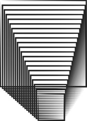 Square blended line effect. Geometric shape, digital, tech, media