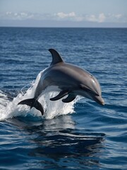 Playful dolphins in the vast Pacific Ocean