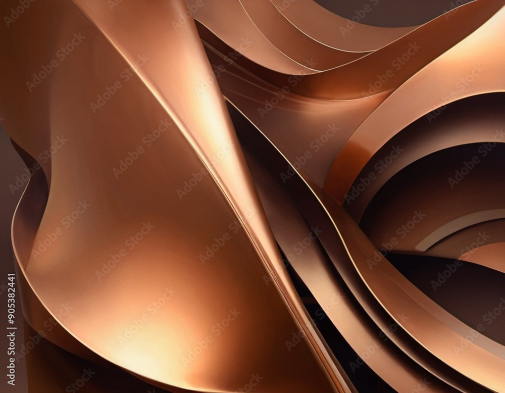 Poster a close-up of bronze surface with a gradient, featuring curved lines and subtle light reflections. t