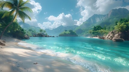 Naklejka premium Breathtaking Tropical Paradise with Pristine Turquoise Waters and White Sandy Beaches