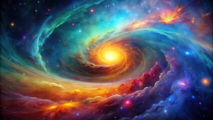 Colorful space background with gas swirls and vivid nebula, abstract, colorful, space, background, bright, gas, dust