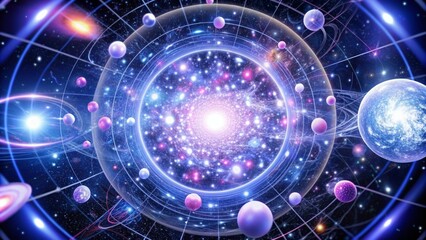 Obraz premium the orbits of the entire universe. the movement of all the planets in one whole form. circular rotation