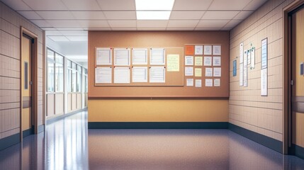 School Hallway Notice Board Mockup | Notice Board Mockup | Mockup