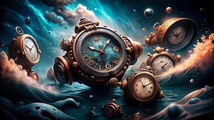 Elegant Timepieces Floating in Crystal Clear Water