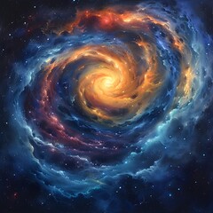 Fototapeta premium Mesmerizing Swirling Cosmic Galaxy in Ethereal Deep Space Backdrop with Glowing Astral Lights and Stars