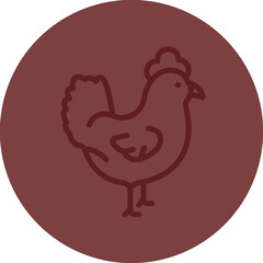 Chicken Vector Line Maroon Circle Maroon