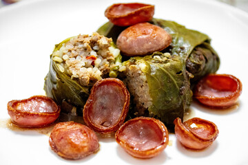 Typical Ukrainian food known as holupti, cabbage stuffed with rice and meat. Cabbage roll
