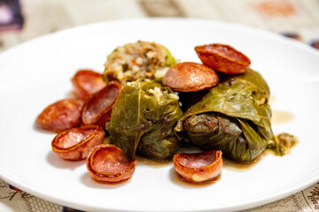 Typical Ukrainian food known as holupti, cabbage stuffed with rice and meat. Cabbage roll