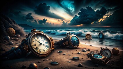 Luxury Timepieces Showcase on Secluded Shoreline