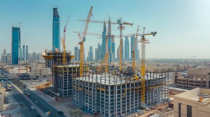 Aerial View of Construction Site in Dubai