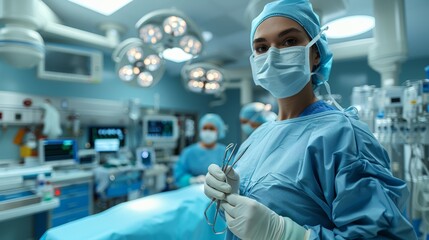 Healthcare Professional Prepares for Surgery in a Modern Operating Room Setting. Generative AI
