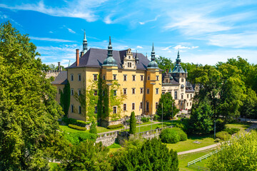 Beautiful Kliczkow Castle at sunny day, Lower Silesian voivodeship, in southwestern Poland