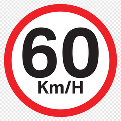 Speed limit sign 60 km h icon . vector illustration. eps 10