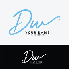 D, W, DW Initial letter logo. Alphabet DW Handwritten Signature logo