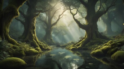 AI Generated Mystical Clearing in an Enchanted Forest