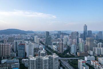 Aerial panoramic view of Guangzhou city center skyline