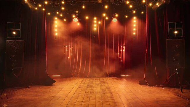 stage with soft, warm lighting creating a cozy atmosphere