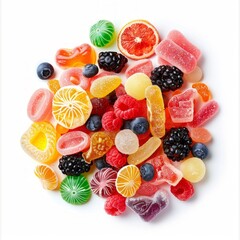 Medium shot of House of sweets, isolated on a white background, bright and vivid tonality, 