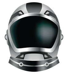 Astronaut helmet, realistic cosmonaut mask with glass for space exploration and flight in cosmos. Part suit for protection spaceman head. Isolated vector illustration