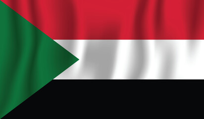 Realistic Sudan national flag perfect color, scale, and proportion.